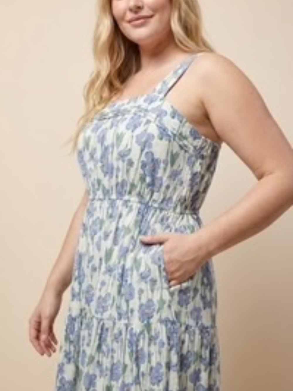 Hayden Floral Print w/ Pleat Detail Poplin Dress NWT - Picture 4 of 4
